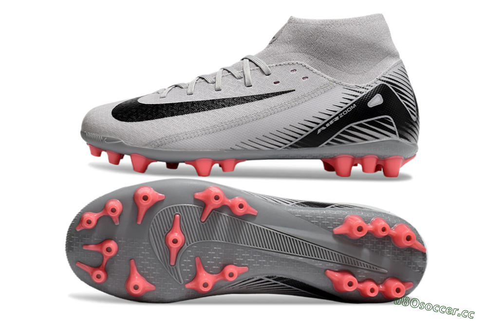 Men's Nike Air Zoom Mercurial Superfly 10 Academy AG Artificial Grass High-Tops Football Boots - Grey/Black/Red 1