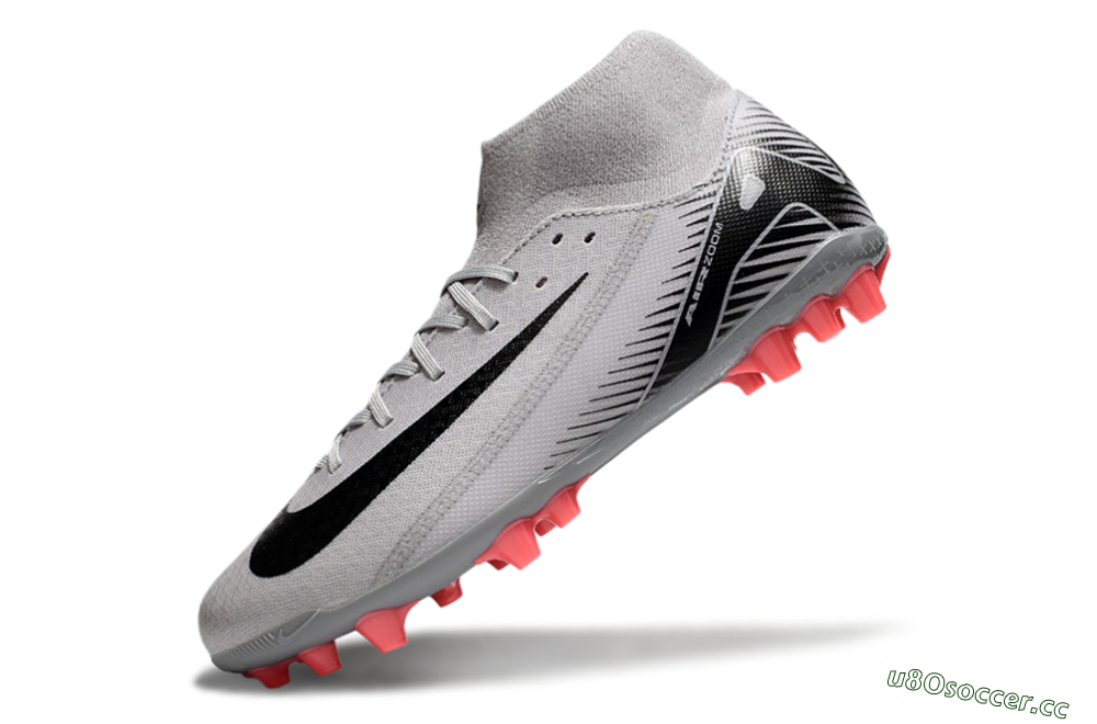 Men's Nike Air Zoom Mercurial Superfly 10 Academy AG Artificial Grass High-Tops Football Boots - Grey/Black/Red 5