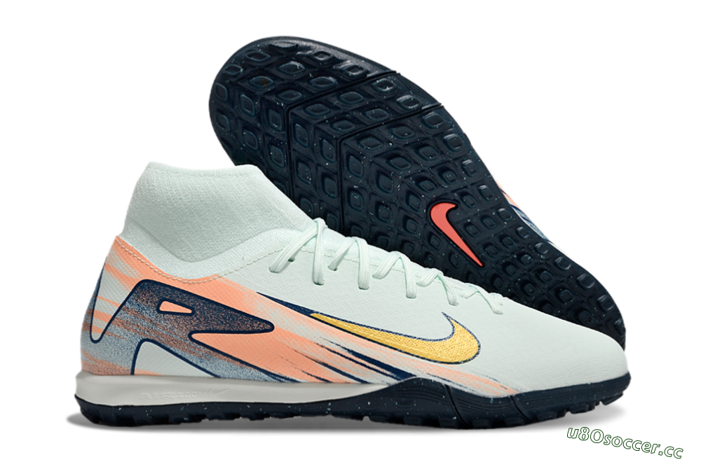 Men's Nike Air Zoom Mercurial Superfly 10 Academy TF Artificial Turf High-Tops Football Shoes - Jade/Gold/Pink 2