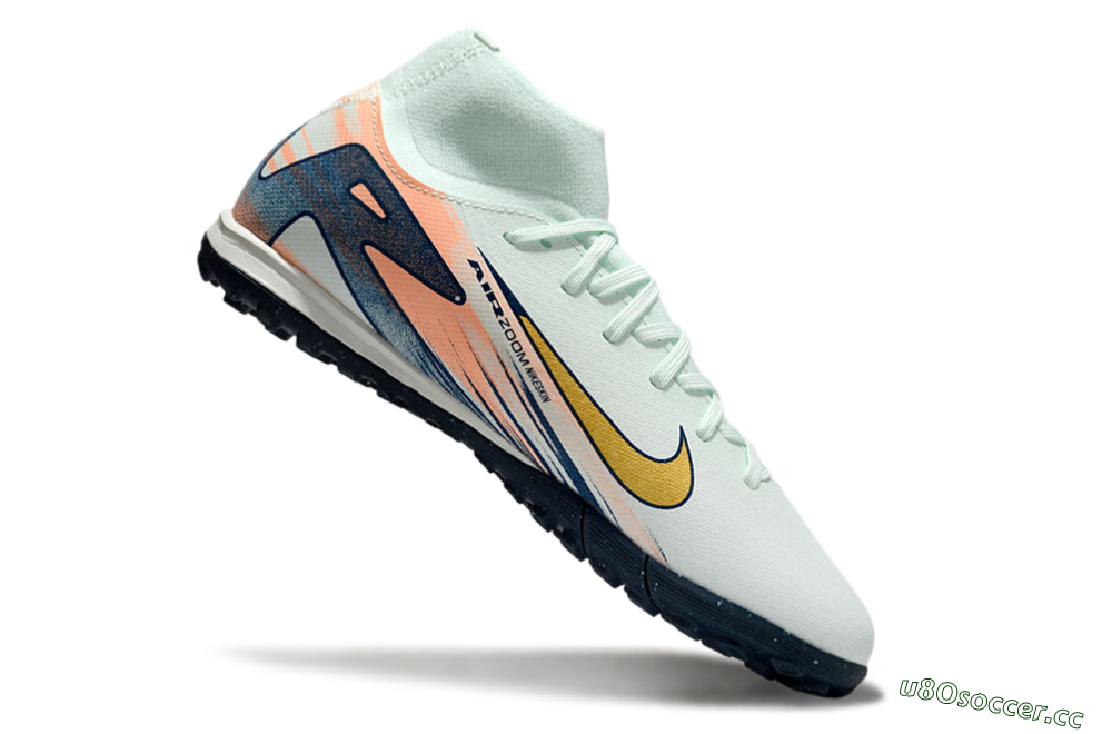 Men's Nike Air Zoom Mercurial Superfly 10 Academy TF Artificial Turf High-Tops Football Shoes - Jade/Gold/Pink 4