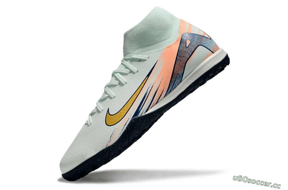 Men's Nike Air Zoom Mercurial Superfly 10 Academy TF Artificial Turf High-Tops Football Shoes - Jade/Gold/Pink 5