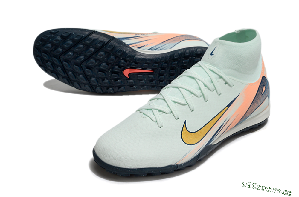 Men's Nike Air Zoom Mercurial Superfly 10 Academy TF Artificial Turf High-Tops Football Shoes - Jade/Gold/Pink 3