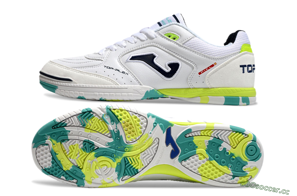 Men's Joma Top Flex IC Indoor & Futsal Low-Tops Football Shoes - White/Black/Yellow 1