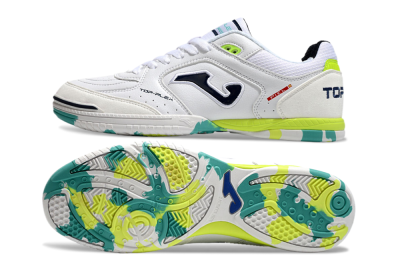 Men's Joma Top Flex IC Indoor & Futsal Low-Tops Football Shoes - White/Black/Yellow