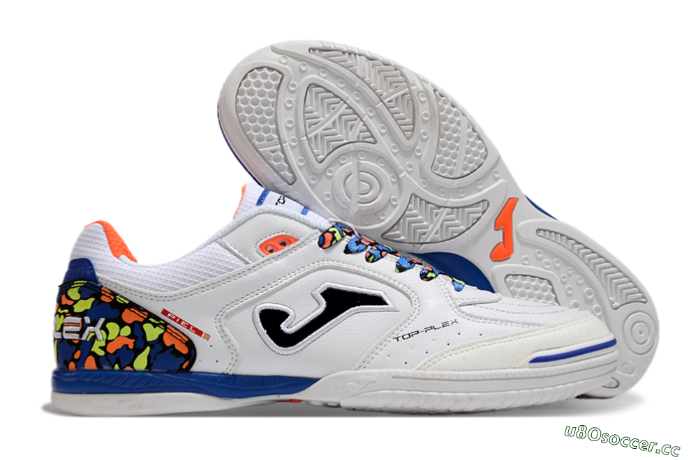 Men's Joma Top Flex IC Indoor & Futsal Low-Tops Football Shoes - White/Black/Blue 2