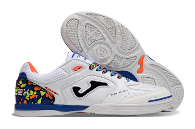 Men's Joma Top Flex IC Indoor & Futsal Low-Tops Football Shoes - White/Black/Blue