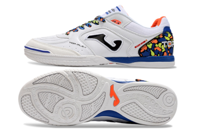 Men's Joma Top Flex IC Indoor & Futsal Low-Tops Football Shoes - White/Black/Blue
