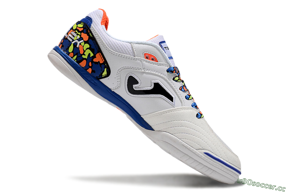 Men's Joma Top Flex IC Indoor & Futsal Low-Tops Football Shoes - White/Black/Blue 4