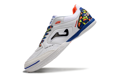 Men's Joma Top Flex IC Indoor & Futsal Low-Tops Football Shoes - White/Black/Blue