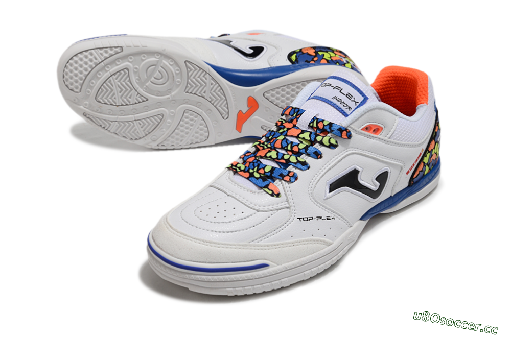 Men's Joma Top Flex IC Indoor & Futsal Low-Tops Football Shoes - White/Black/Blue 3