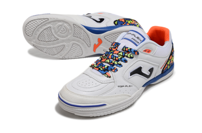 Men's Joma Top Flex IC Indoor & Futsal Low-Tops Football Shoes - White/Black/Blue