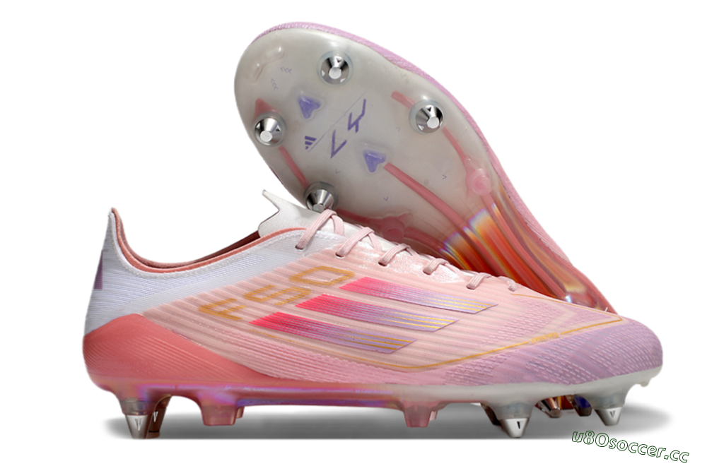 Men's Adidas F50 Elite SG Soft Ground Low-Tops Football Boots - Pink/Gold/White 2