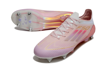 Men's Adidas F50 Elite SG Soft Ground Low-Tops Football Boots - Pink/Gold/White