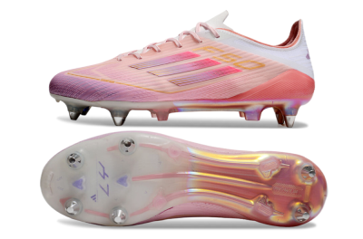 Men's Adidas F50 Elite SG Soft Ground Low-Tops Football Boots - Pink/Gold/White