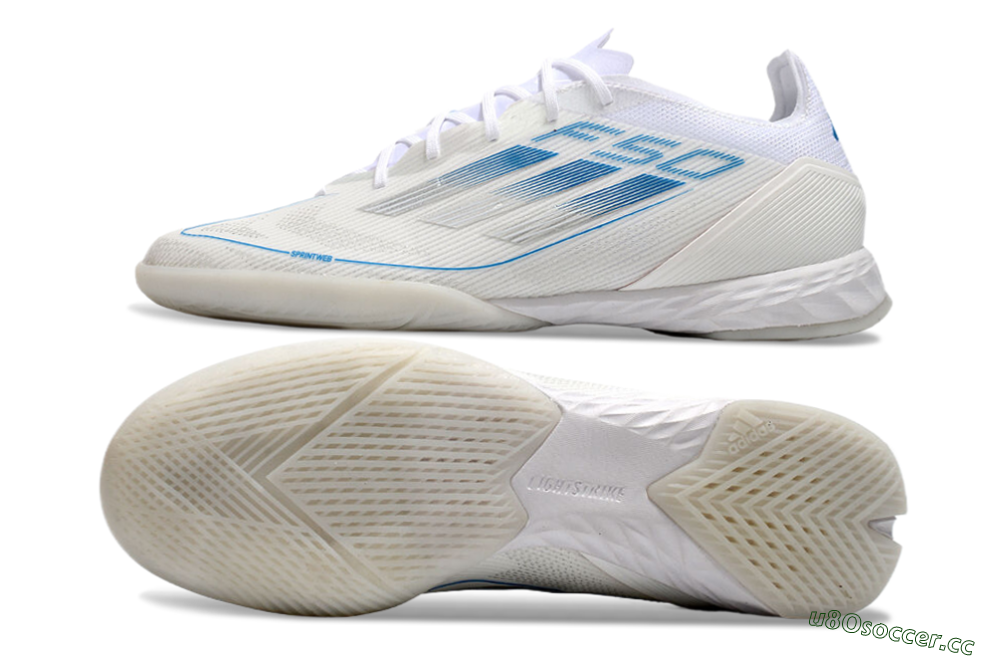 Men's Adidas F50 Pro IC Indoor & Futsal Low-Tops Football Shoes - Beige/Blue/White 1