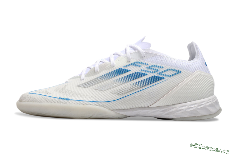 Men's Adidas F50 Pro IC Indoor & Futsal Low-Tops Football Shoes - Beige/Blue/White 0