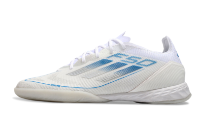 Men's Adidas F50 Pro IC Indoor & Futsal Low-Tops Football Shoes - Beige/Blue/White