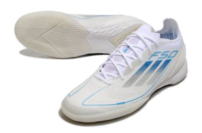 Men's Adidas F50 Pro IC Indoor & Futsal Low-Tops Football Shoes - Beige/Blue/White