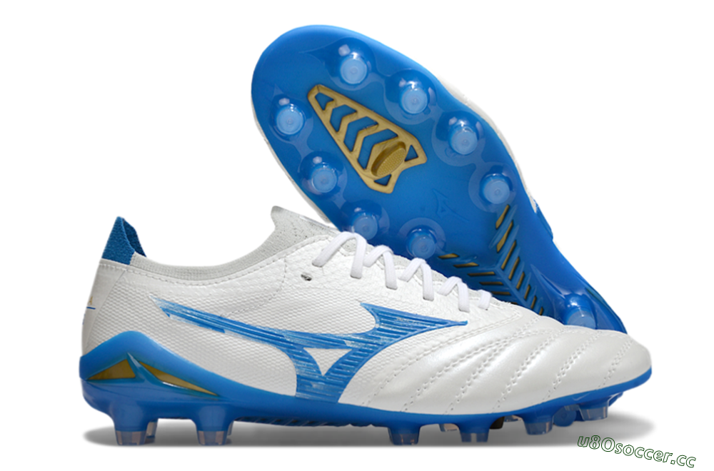 Men's Mizuno Morelia Neo 4 FG Firm Ground Low-Tops Football Boots - White/Blue 2