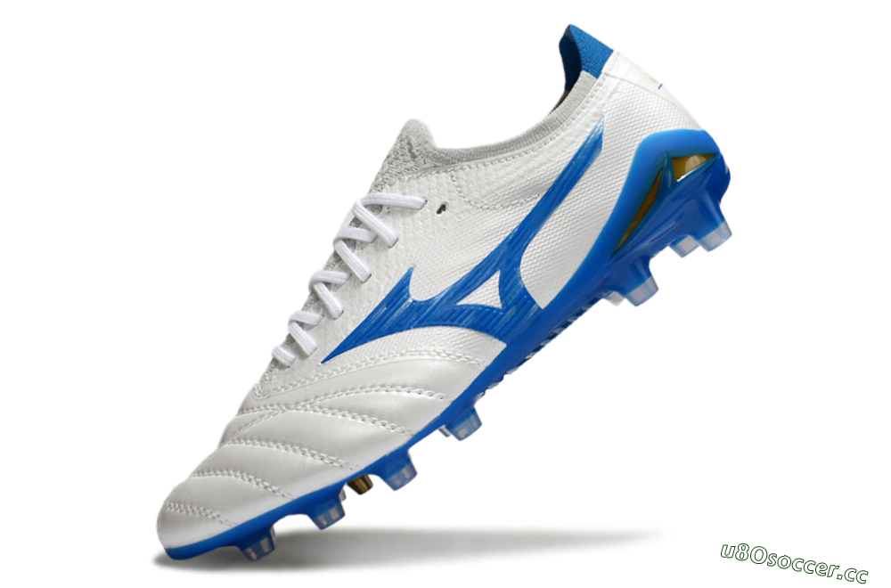 Men's Mizuno Morelia Neo 4 FG Firm Ground Low-Tops Football Boots - White/Blue 5
