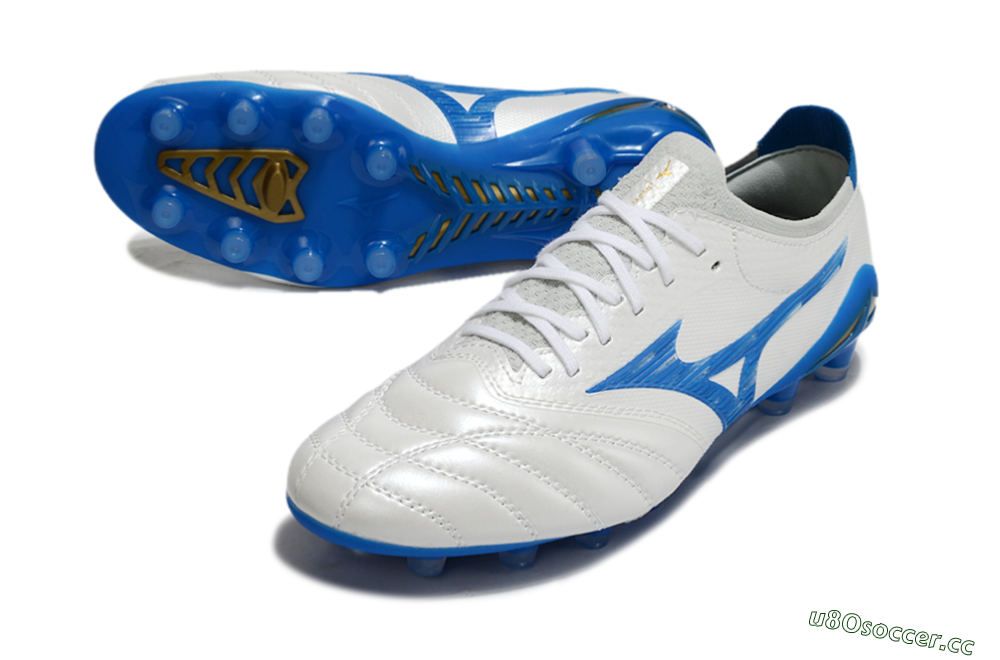 Men's Mizuno Morelia Neo 4 FG Firm Ground Low-Tops Football Boots - White/Blue 3