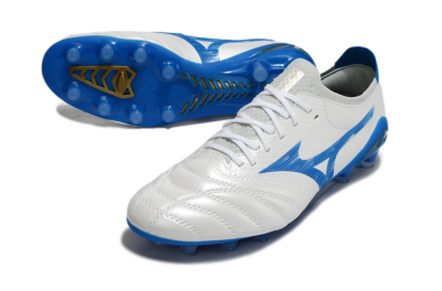 Men's Mizuno Morelia Neo 4 FG Firm Ground Low-Tops Football Boots - White/Blue