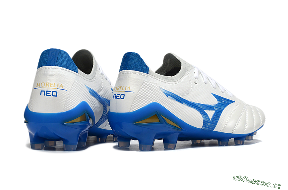 Men's Mizuno Morelia Neo 4 FG Firm Ground Low-Tops Football Boots - White/Blue 6