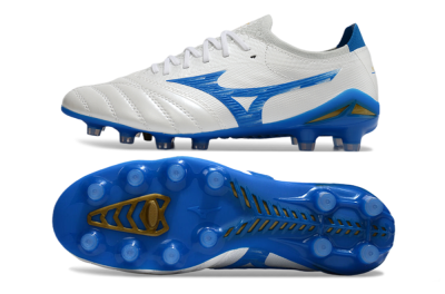 Men's Mizuno Morelia Neo 4 FG Firm Ground Low-Tops Football Boots - White/Blue