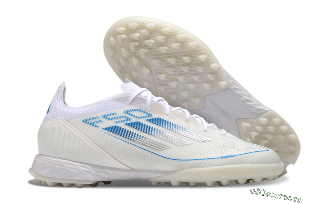 Men's Adidas F50 Pro TF Artificial Turf Low-Tops Football Shoes - White/Blue 2