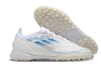Men's Adidas F50 Pro TF Artificial Turf Low-Tops Football Shoes - White/Blue