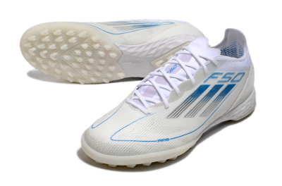 Men's Adidas F50 Pro TF Artificial Turf Low-Tops Football Shoes - White/Blue