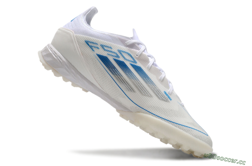 Men's Adidas F50 Pro TF Artificial Turf Low-Tops Football Shoes - White/Blue 4