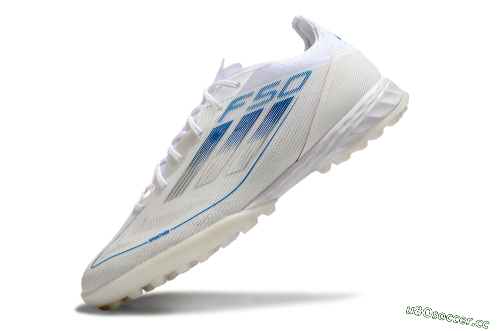 Men's Adidas F50 Pro TF Artificial Turf Low-Tops Football Shoes - White/Blue 5