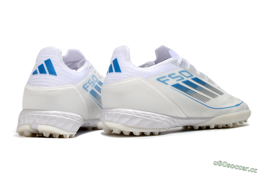 Men's Adidas F50 Pro TF Artificial Turf Low-Tops Football Shoes - White/Blue 6