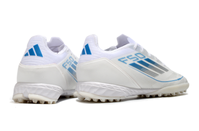 Men's Adidas F50 Pro TF Artificial Turf Low-Tops Football Shoes - White/Blue