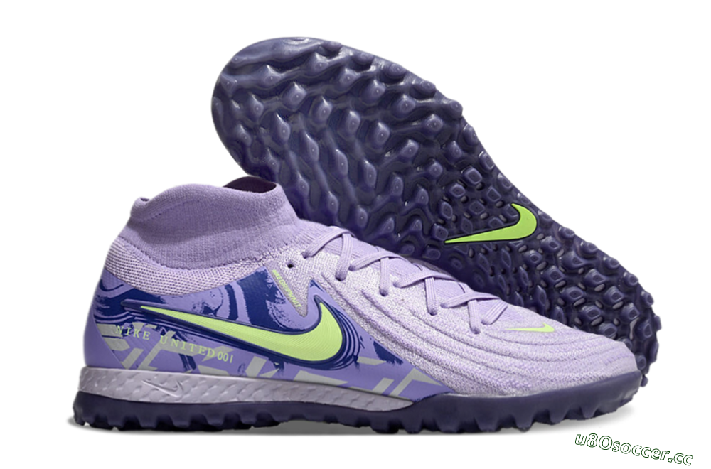 Men's Nike Phantom Luna Elite TF Artificial Turf High-Tops Football Shoes - Purple/Yellow/White 2