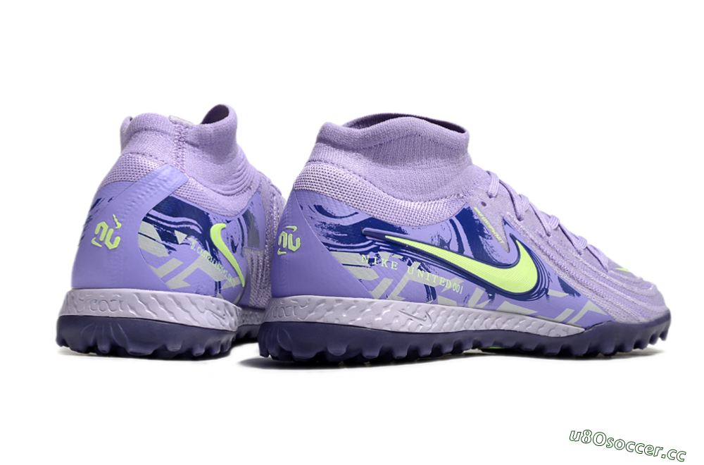 Men's Nike Phantom Luna Elite TF Artificial Turf High-Tops Football Shoes - Purple/Yellow/White 6