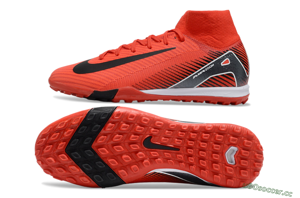 Unisex Nike Air Zoom Mercurial Superfly 10 Elite TF Artificial Turf High-Tops Football Shoes - Red/Black/White 1