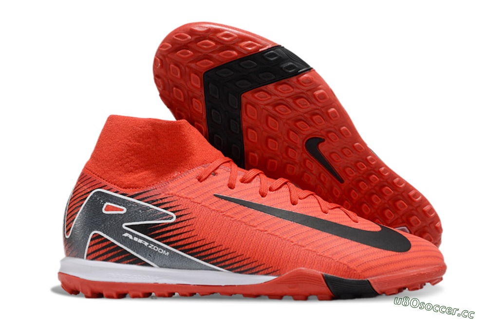 Unisex Nike Air Zoom Mercurial Superfly 10 Elite TF Artificial Turf High-Tops Football Shoes - Red/Black/White 2