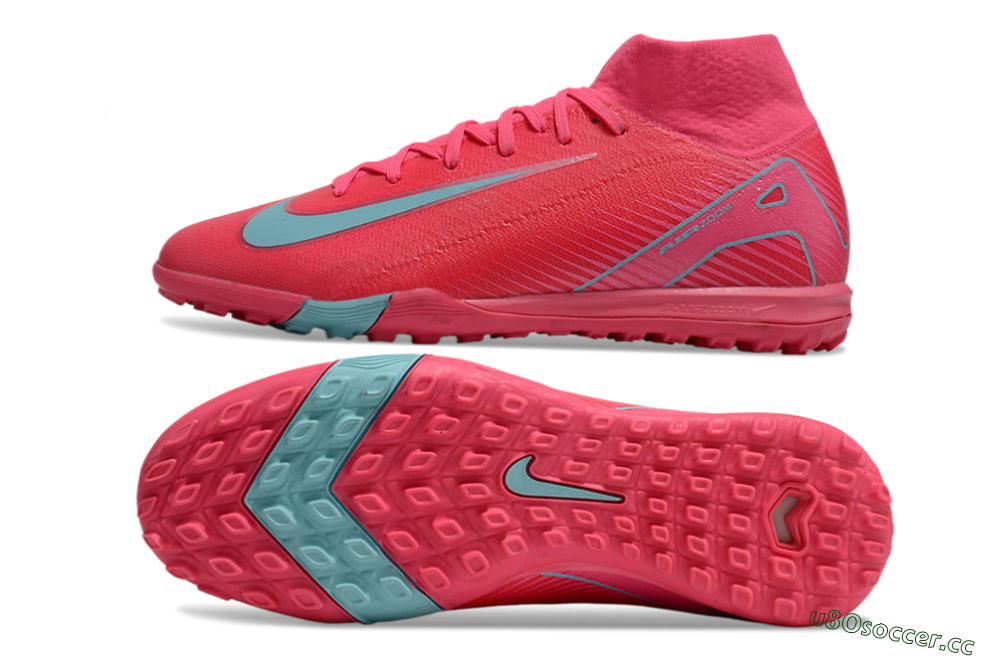 Unisex Nike Air Zoom Mercurial Superfly 10 Elite TF Artificial Turf High-Tops Football Shoes - Red/Jade/White 1
