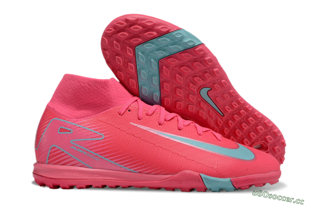Unisex Nike Air Zoom Mercurial Superfly 10 Elite TF Artificial Turf High-Tops Football Shoes - Red/Jade/White 2