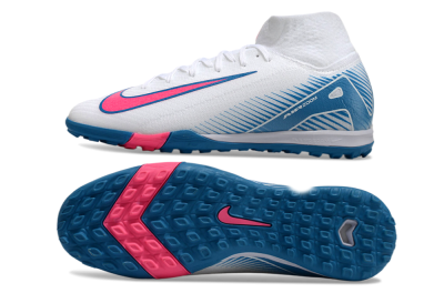 Men's Nike Air Zoom Mercurial Superfly 10 Elite TF Artificial Turf High-Tops Football Shoes - White/Pink/Blue