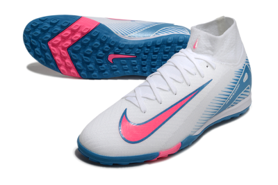 Men's Nike Air Zoom Mercurial Superfly 10 Elite TF Artificial Turf High-Tops Football Shoes - White/Pink/Blue