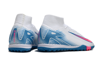 Men's Nike Air Zoom Mercurial Superfly 10 Elite TF Artificial Turf High-Tops Football Shoes - White/Pink/Blue