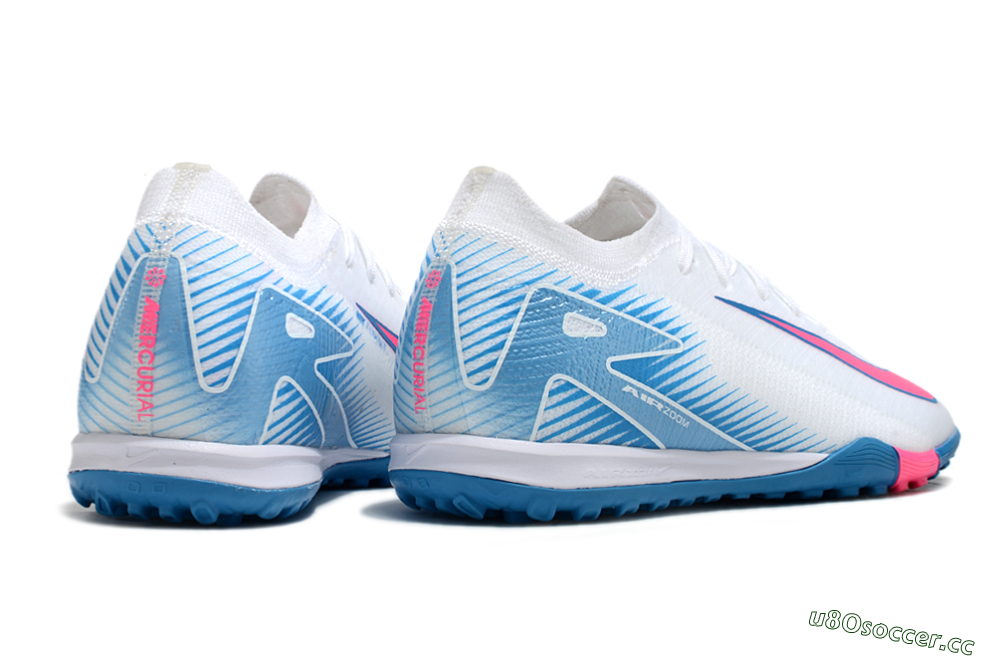 Men's Nike Air Zoom Mercurial Vapor 16 Elite TF Artificial Turf Low-Tops Football Shoes - White/Pink/Blue 6