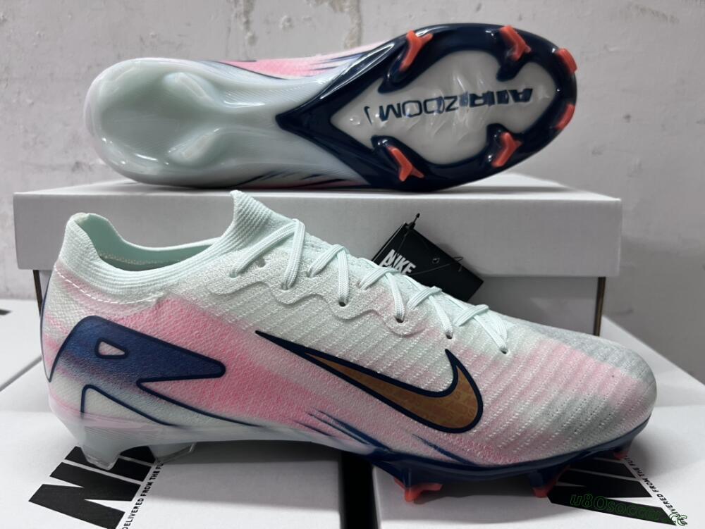 Unisex Nike Air Zoom Mercurial Vapor 16 Elite FG Firm Ground Low-Tops Football Boots - Jade/Gold/Pink/Blue