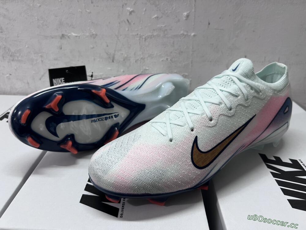 Unisex Nike Air Zoom Mercurial Vapor 16 Elite FG Firm Ground Low-Tops Football Boots - Jade/Gold/Pink/Blue