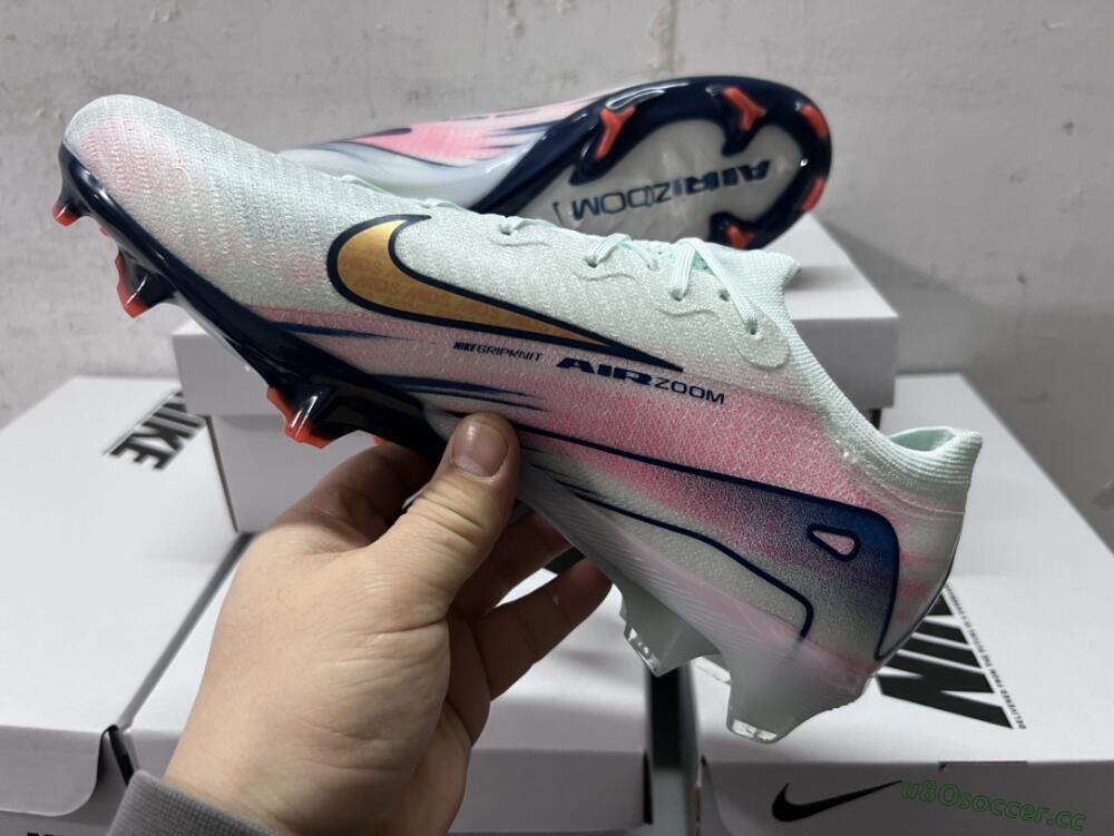 Unisex Nike Air Zoom Mercurial Vapor 16 Elite FG Firm Ground Low-Tops Football Boots - Jade/Gold/Pink/Blue