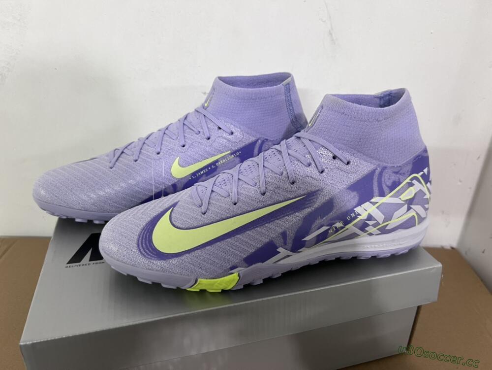 Unisex Nike Air Zoom Mercurial Superfly 10 Elite TF Artificial Turf Low-Tops Football Shoes - Purple/Yellow/White