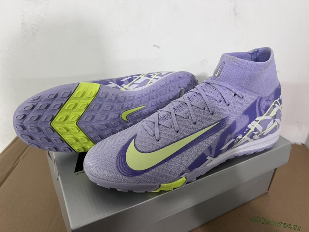 Unisex Nike Air Zoom Mercurial Superfly 10 Elite TF Artificial Turf Low-Tops Football Shoes - Purple/Yellow/White